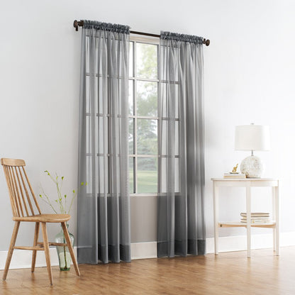 Marjorie Sheer Voile Curtain, Single Panel, 59"W X 63"L, Gray