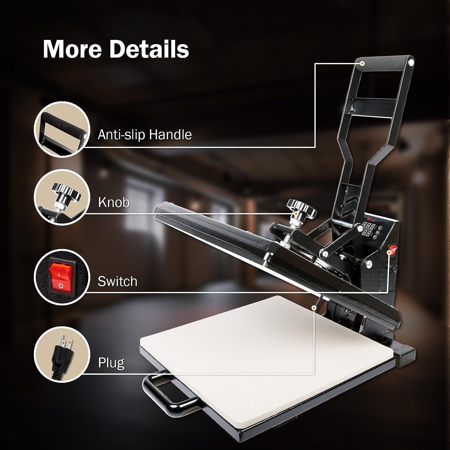 Industrial-Quality Digital Sublimation Heat Press Machine for T Shirt, 15X15 Inch, Black