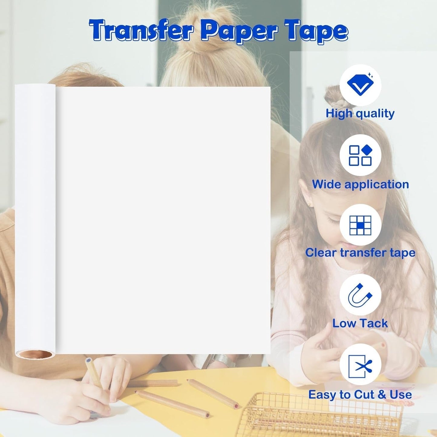 Matte Vinyl Transfer Tape for Vinyl Roll-12Inch X 10 FT Low Tack for Easy Layer Application, Perfect for DIY Decals, Signs, Windows, Stickers, Permanent Adhesive Vinyl