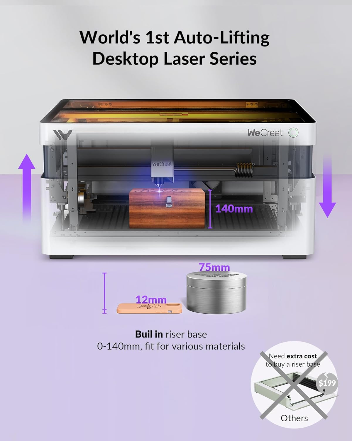 Vision 20W Desktop Laser Engraver, Auto-Lifting for 5.5" Material, Smart Camera for Easiest Positioning, 600Mm/S Speed, Laser Engraving Machine for Tumblers Wood Acrylic DIY Craft Gifts Making