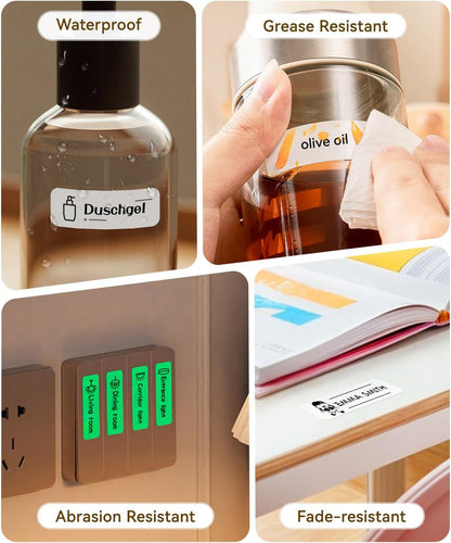 Label Maker Machine Bluetooth Label Printer for School Home Office Organization, Wireless Mini Labeler D110 Upgraded Version, Label Machine with Label, White
