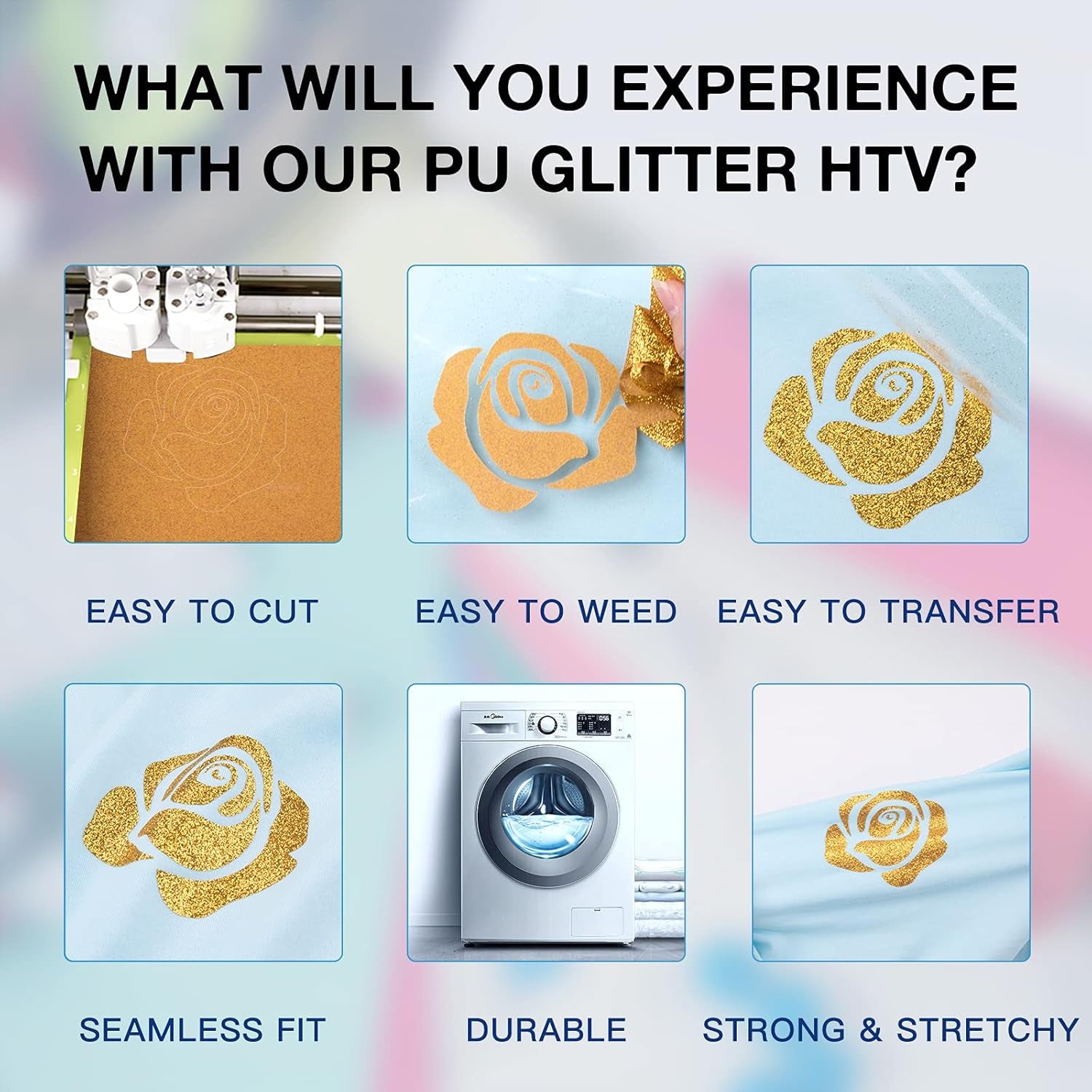 【Premium Bundle】  Automatic Heat Press 2 +  Automatic Heat Press Accessories Kit + 2 Pack Cutting Mats 12X12 + 8 Pcs 3D Puff Vinyl + 10" X 8Ft Gold Glitter HTV Heat Transfer Vinyl