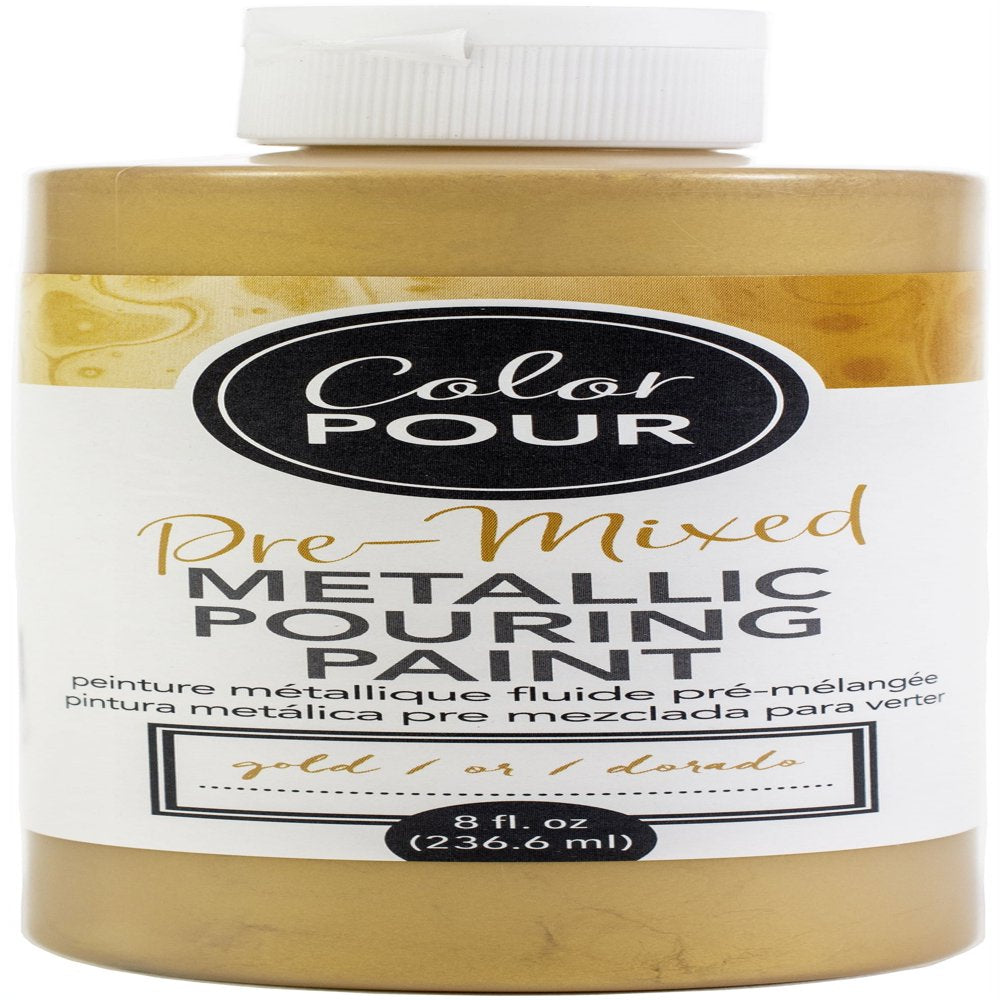 Color Pour Pre-Mixed Metallic Paint 8Oz-Gold