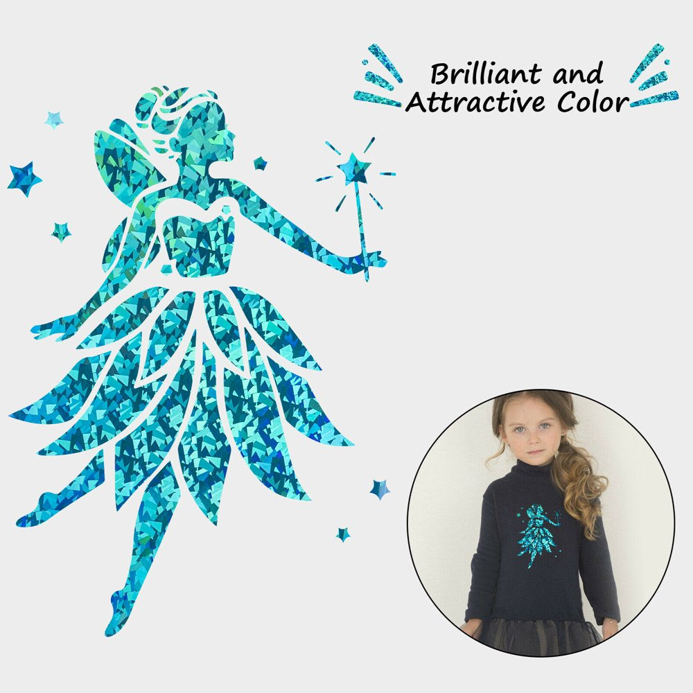 12" X 10 FT Crystal Blue Holographic Heat Transfer Vinyl HTV T-Shirt for Cricut