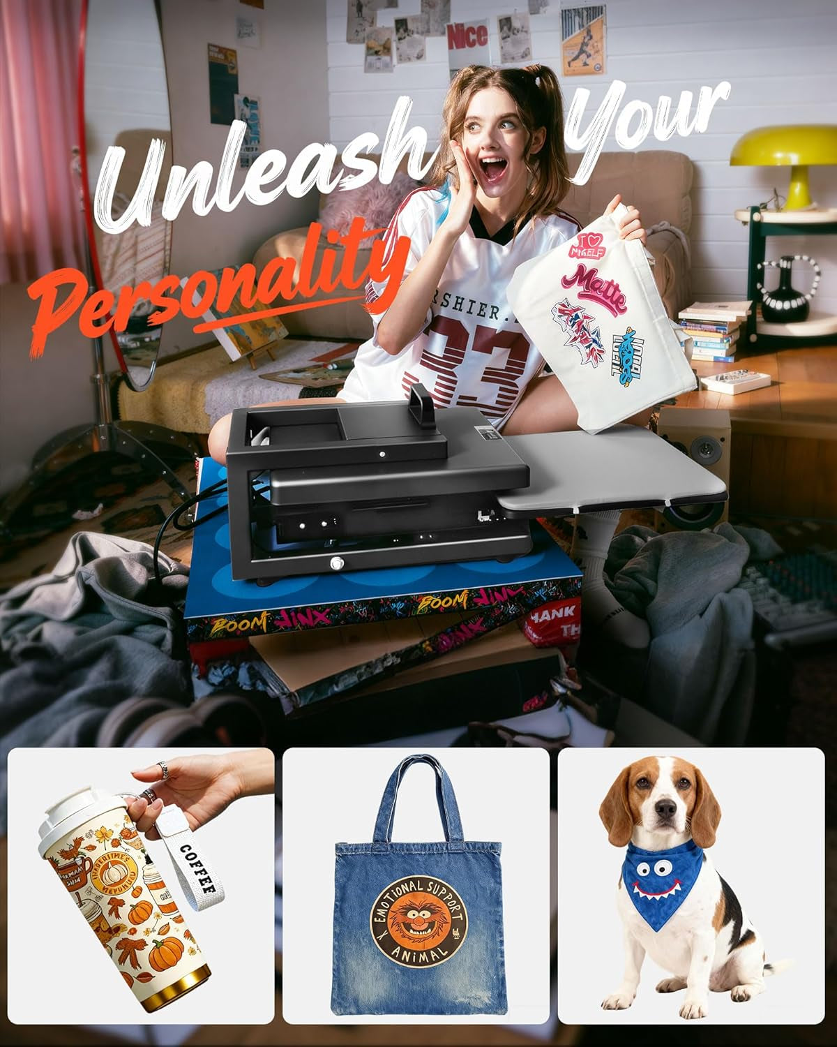 Hybrid Heat Press, 15 X 15 Inch, 8-In-1 Multifunction, Heat up Fast and Even, All-New Patented Design, Easy to Control, Sublimation Press Machine for T-Shirts/Mugs/Tumblers/Caps/Plates, Black