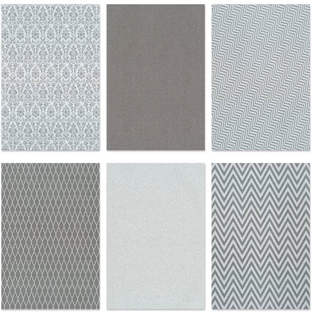Glam Glitter Patterned Card Stock - 6 X 6 Inches - 12 Sheets of Silvery Patterns