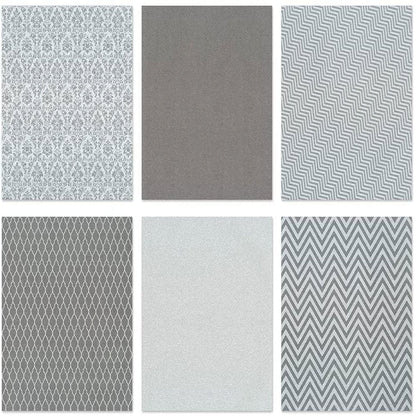 Glam Glitter Patterned Card Stock - 6 X 6 Inches - 12 Sheets of Silvery Patterns
