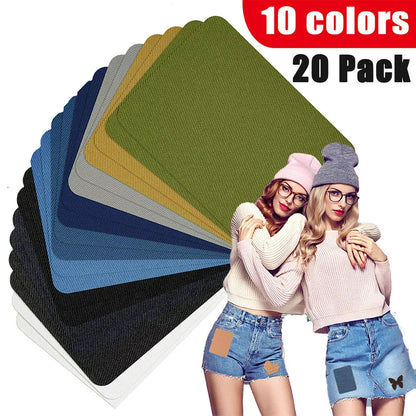 DIY 20 Pieces 3.7" by 4.9" with 9 Classic Colors Multi-Color Value Pack Fabric Iron-On Patches and Other Items