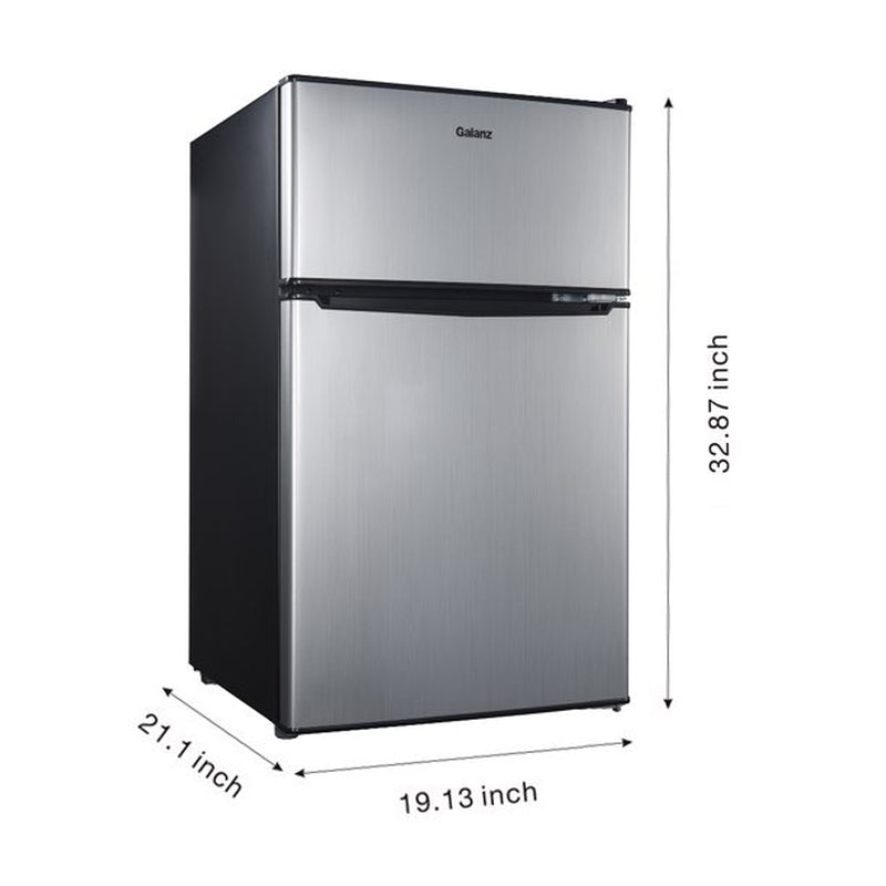 3.1 Cu Ft Two Door Mini Fridge with Freezer, Stainless, Estar, New