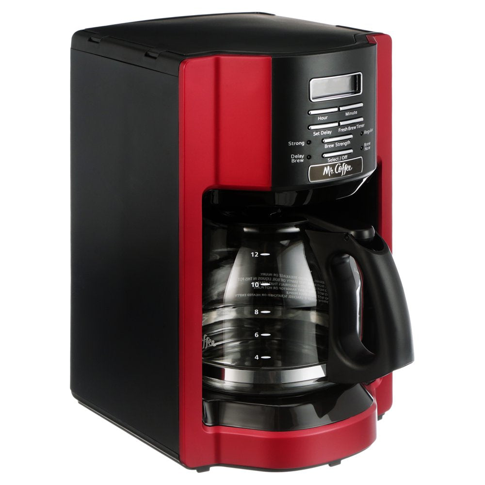 12-Cup Programmable Coffeemaker, Rapid Brew, Red