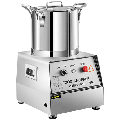 110V Commercial Food Processor 15L Stainless Steel Grain Grinder 1400W Electric Food Grinder Cutter Mixer Perfect for Meat or Vegetable Stuffing, Fruit or Peanut Jam, Grain Powder