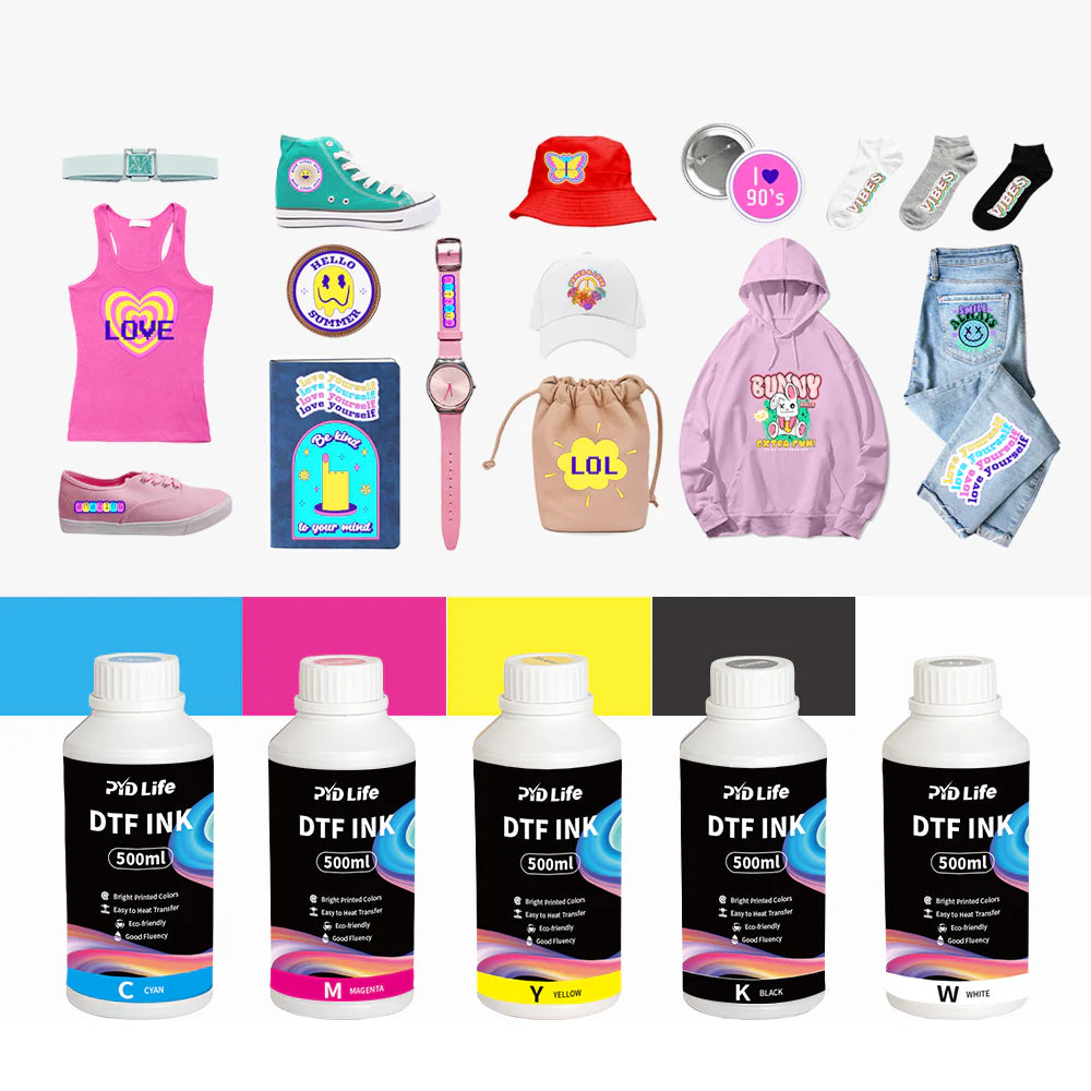 DTF Ink 500 ML White Premium for PET Film Heat Transfer Printing,Refill to DTF Printers with Epson Printhead XP600,I1600,I3200,L1800,L1805,R1390,R2400 (Shipping from China)