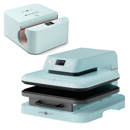 HTVRONT White Automatic Heat Press Tumbler Machine & 15"X15" Automatic Heat Press Machine for HTV Vinyl Bundle