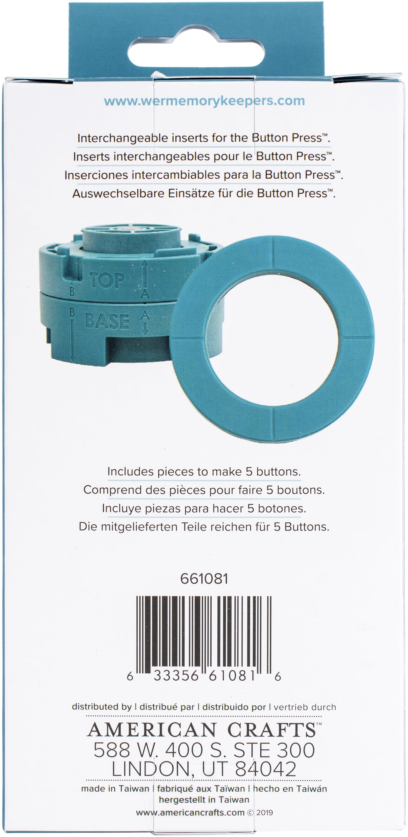 We R Memory Button Press 58Mm Inserts Lg