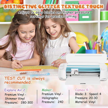 Shimmer Vinyl Glitter Adhesive Sheets for Craft Cutter 12" X 12" 10 Sheets/Pack