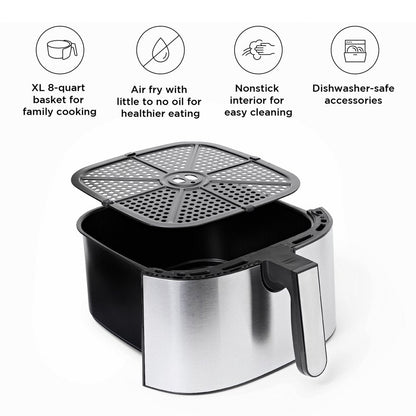 Turbofry Air Fryer W/ Digital Controls, 8 Qt Capacity, Black