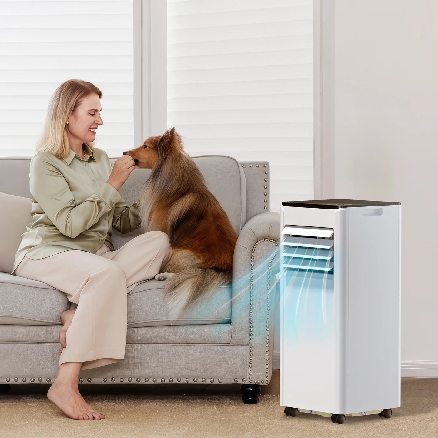 8000 BTU Ashare Portable Air Conditioner, 4-In-1 AC Unit with Fan, Cool and Dehumidifier, Sleep Mode, Remote Control, for Rooms up to 350 Sq Ft