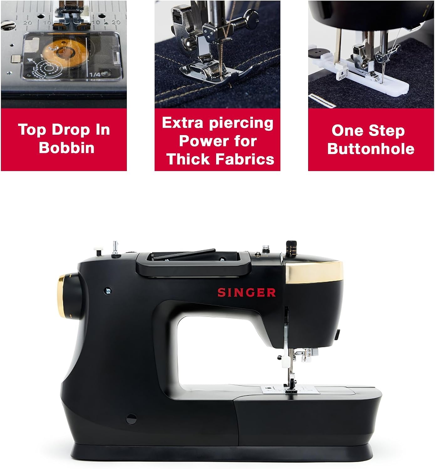 SINGER® Heavy Duty 500 Classic High Speed Sewing Machine + Accessory Kit | 23 Built-In Stitches, Strong Motor, Strong Piercing Power, 1-Step Buttonhole, Full Metal Frame, Large Sewing Space, LED Light
