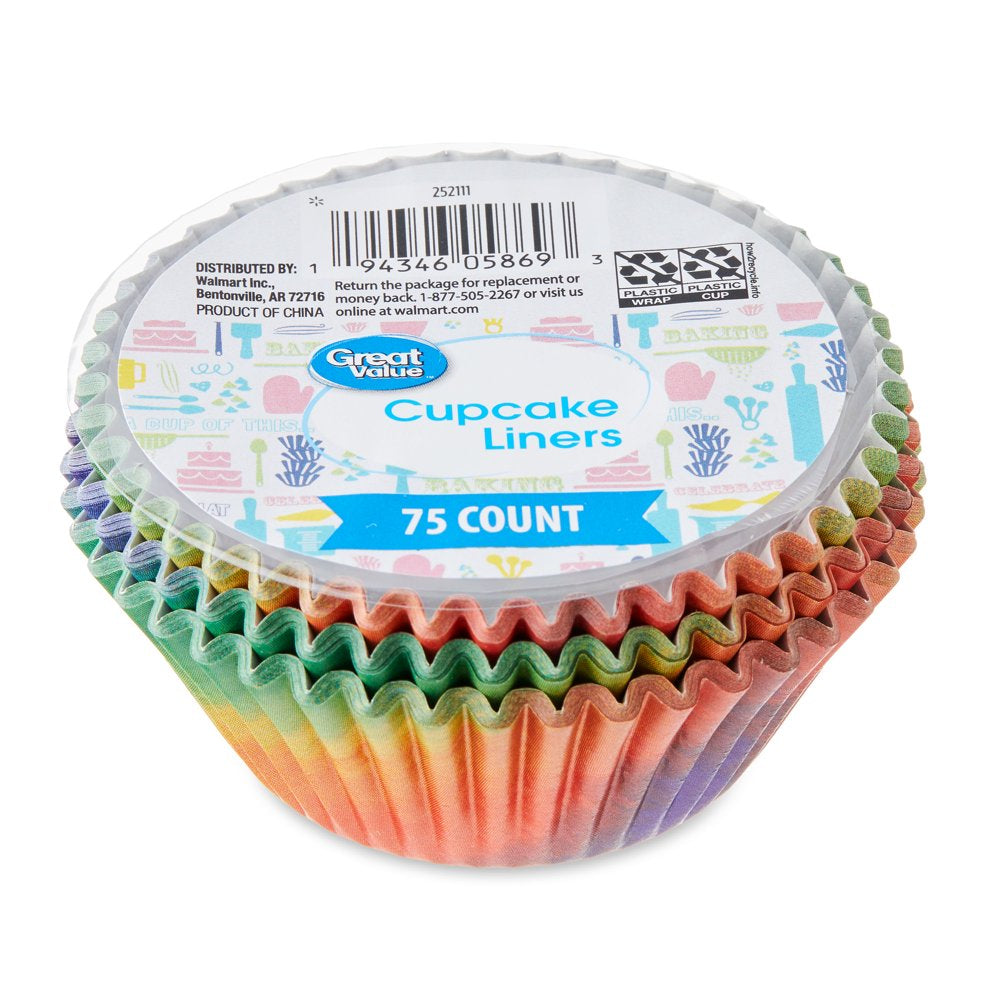 Watercolor Rainbow Cupcake Liners, 75 Count