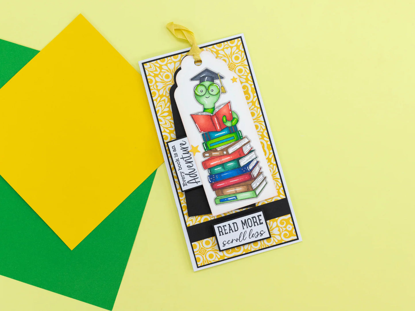 Crafters Companion Bookworm Collection Stamp & Die Set - Cute Bookworm