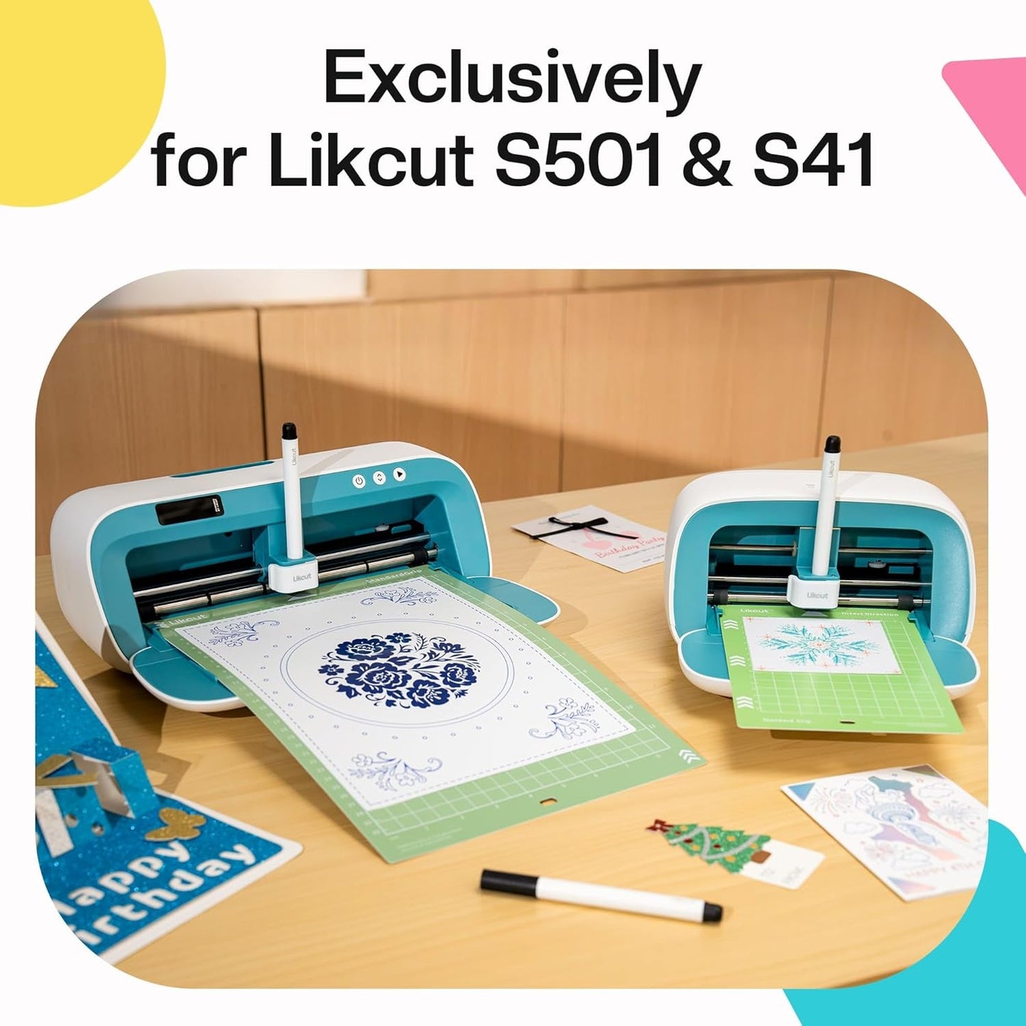 LIKCUT Fine Point Pens 0.4Mm for Mini Vinyl Cutter Machine S501 Glee, 4 Black Watercolor Ink Pens for Writing, Drawing, Coloring, Stickers Labeling