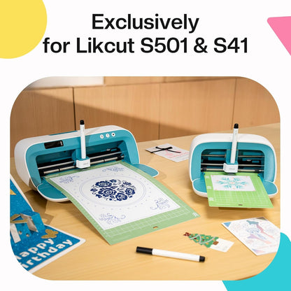 LIKCUT Fine Point Pens 0.4Mm for Mini Vinyl Cutter Machine S501 Glee, 4 Black Watercolor Ink Pens for Writing, Drawing, Coloring, Stickers Labeling