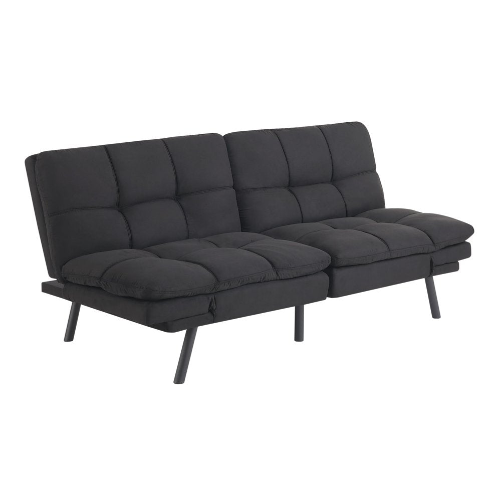 Memory Foam Futon, Black Faux Suede