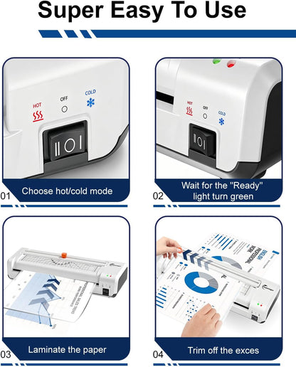 Buyounger 13 Inch/A3 Thermal Laminator Machine Set, 11X17 in with 30 Sheets | 1 Min Preheat, 340Mm/Min Speed, ABS Jam Release, Hot Cold Modes, Included Trimmer & Corner Rounder for School Home Office