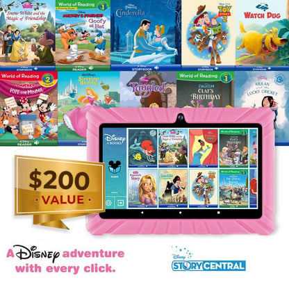 7" Kids Tablet 32GB, 50+ Disney Storybooks, Kid-Proof Case (2023 Model) - Pink