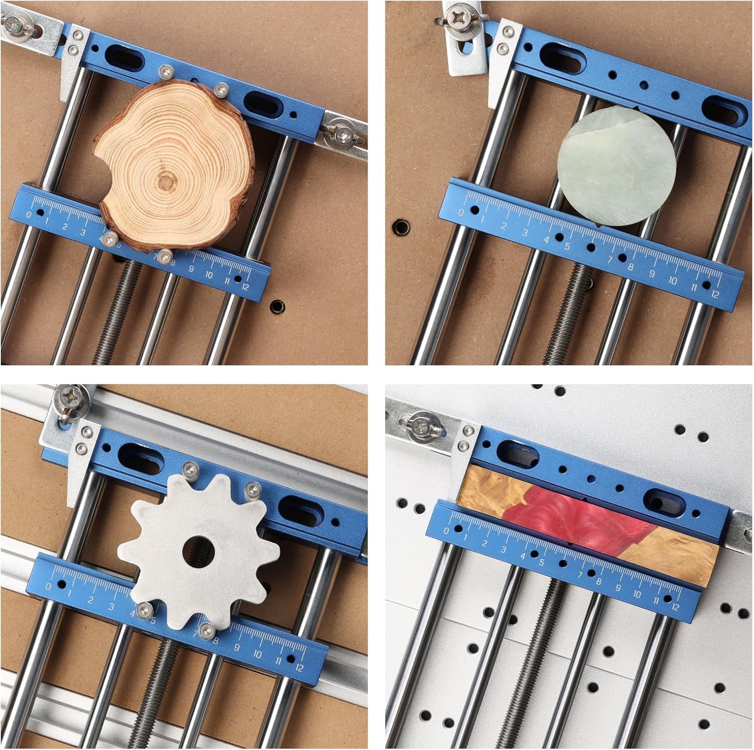 Genmitsu Upgrade Aluminum Bench Vise Clamp, High-Precision CNC Router Clamp for Unique Shaped Woodworking & Metalworking Milling Project, Size 9.4" X 6.6" X 1.6", Clamping Range 0-5.7"