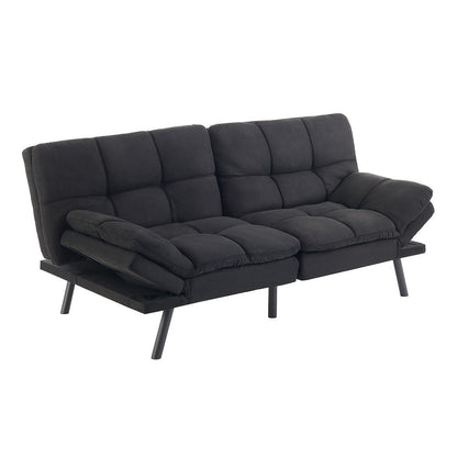 Memory Foam Futon, Black Faux Suede