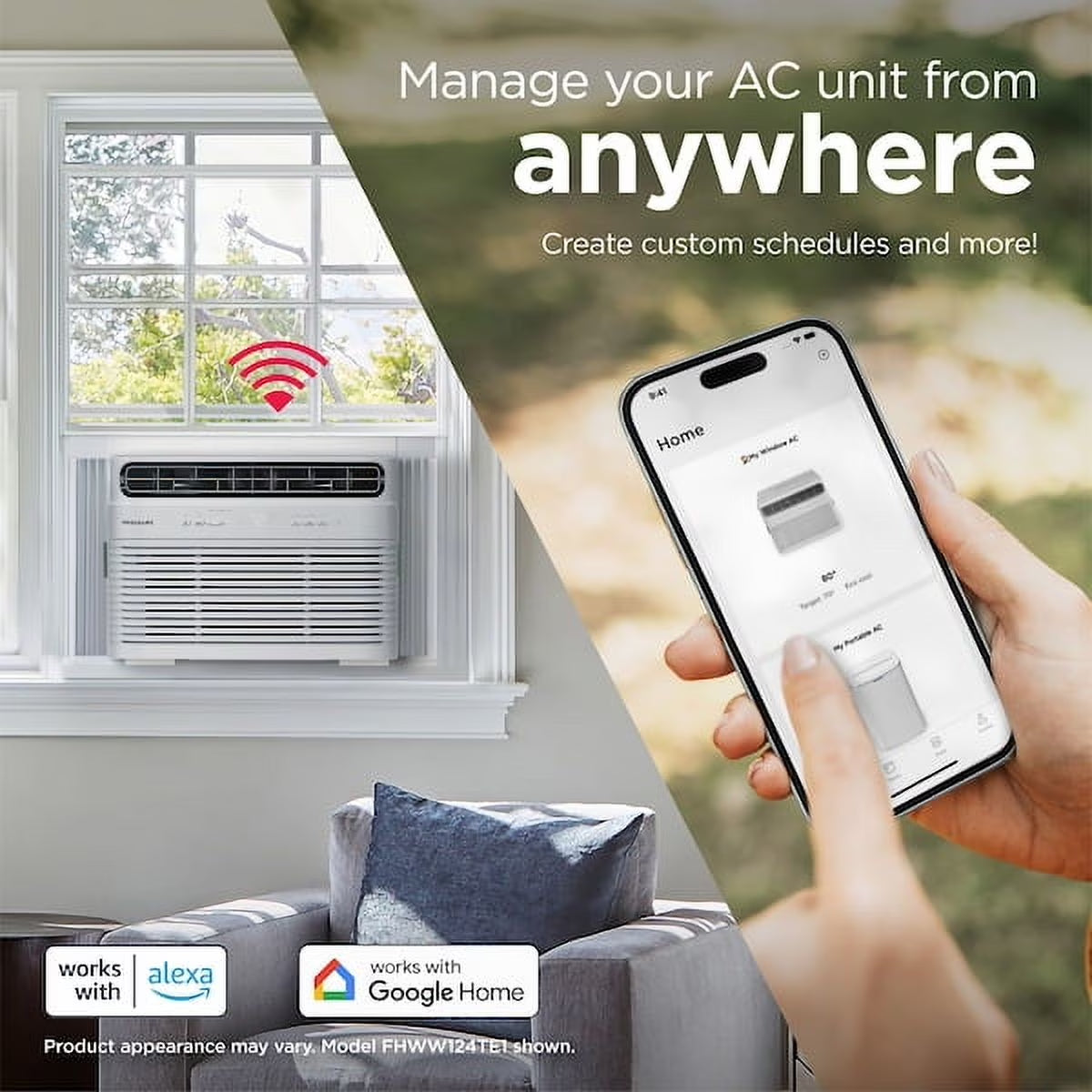 10,000 BTU Window Room Air Conditioner with Wi-Fi up to 450 Sq Ft, White