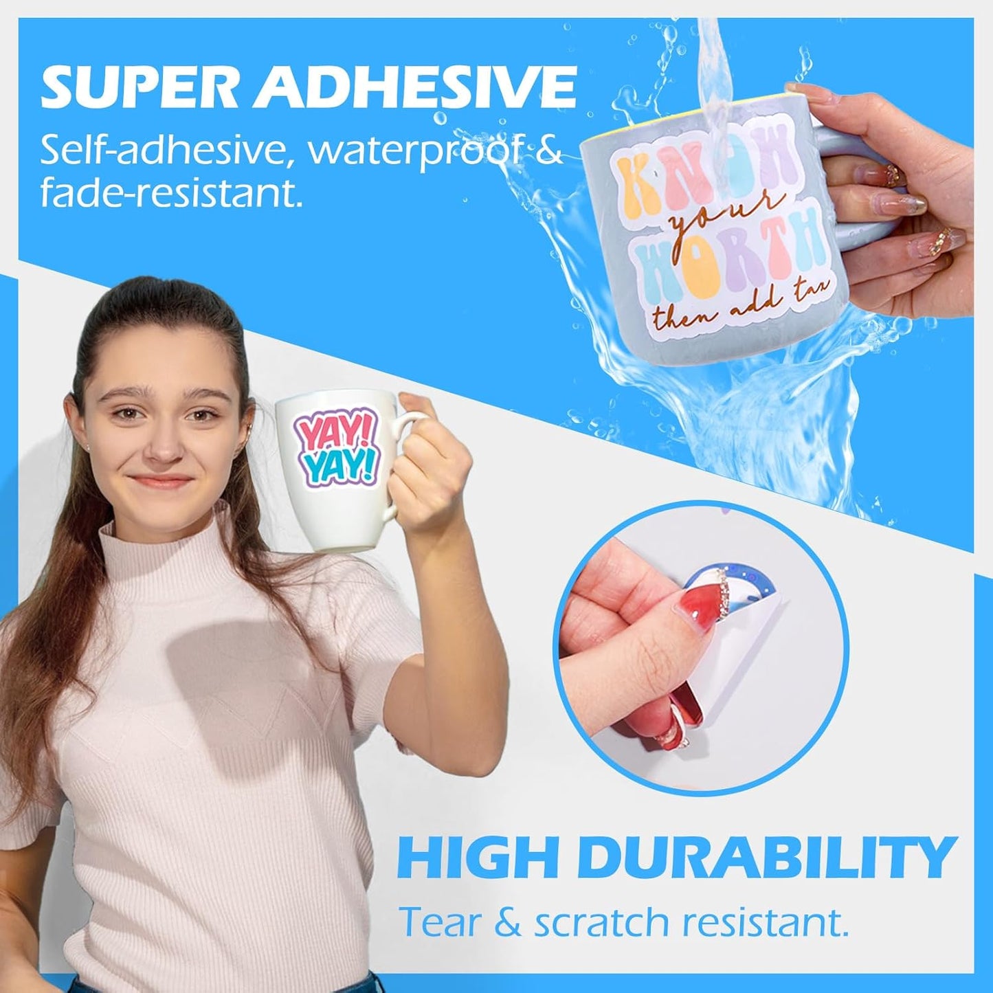 Printable Vinyl Sticker Paper for Inkjet Printer, Matte Inkjet Printable Vinyl, 8.26" X 11.69" A4 56 Sheets/Pack Photo Paper for Craft Scrap-Booking, Stickers, Labels