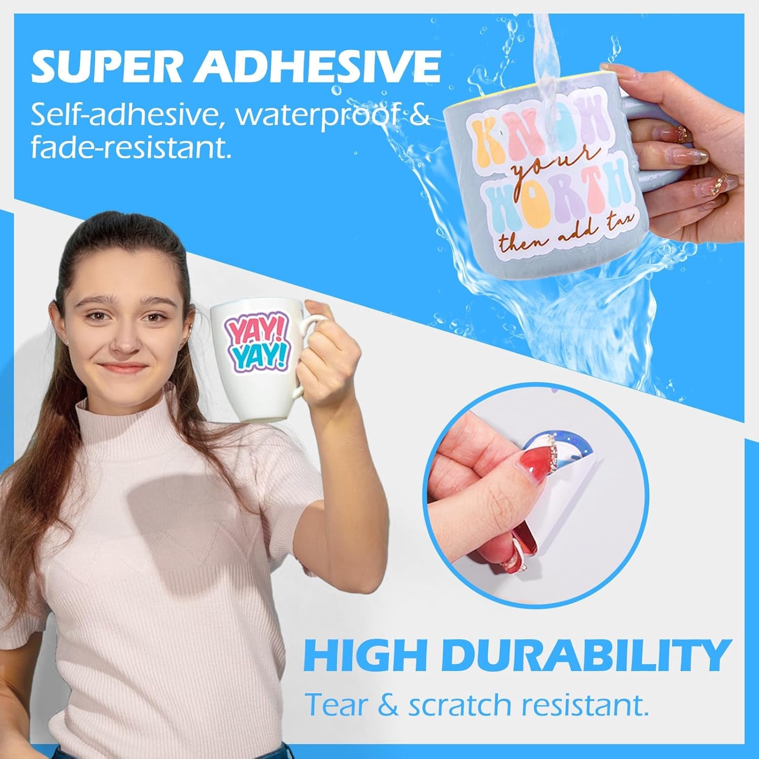 Printable Vinyl Sticker Paper for Inkjet Printer, Matte Inkjet Printable Vinyl, 8.26" X 11.69" A4 56 Sheets/Pack Photo Paper for Craft Scrap-Booking, Stickers, Labels