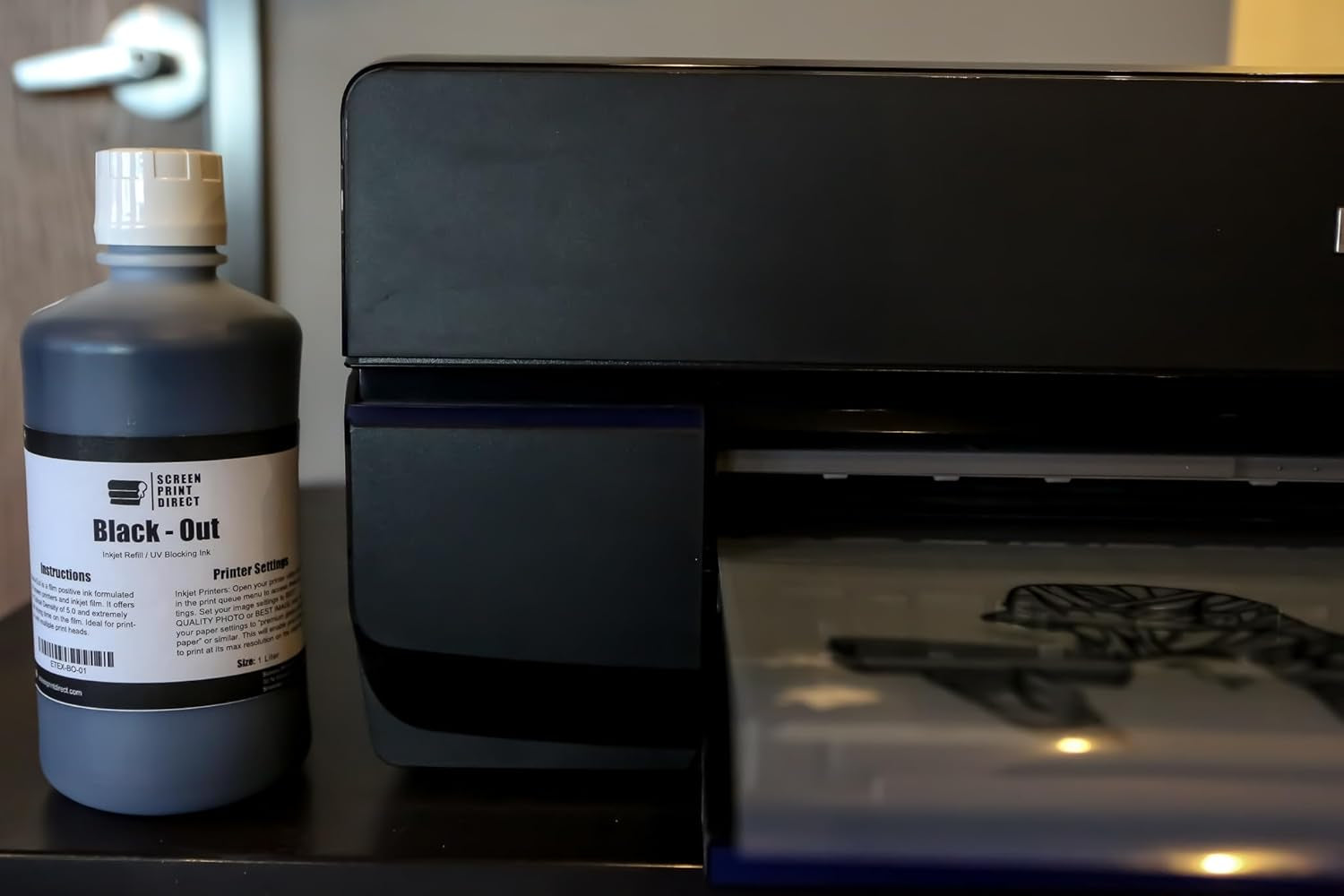 ® UV Blocking Ink Refill (1 LTR) - Black Out Universal Inkjet Refill for Film Positives, High Opacity Ink for Waterproof Inkjet Film - Black Dye Ink Screen Printing Supplies