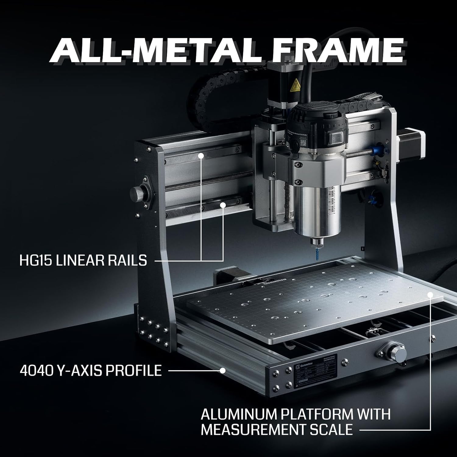 Genmitsu 3020-PRO Ultra CNC Router Machine, Upgraded 710W Spindle, All-Metal Engraver for Metal, Wood, Acrylic, PCB, MDF, Built-In Motherboard Fan, Work Area 11.8"X8.1"X3.1"