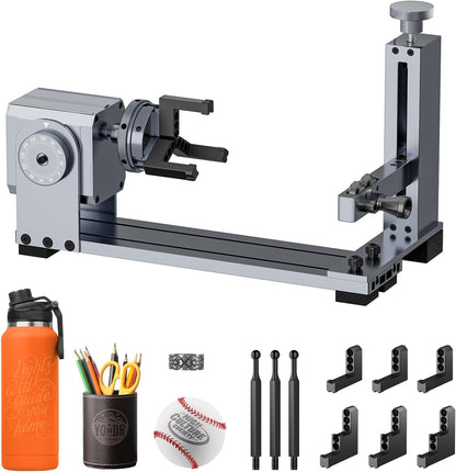 LONGER Rotary Extender (With Riser) Is Ideal for Engraving Cylindrical, Wine Glass, and Irregular Objects. Compatible with Nano, Nano Pro, Ray5, B1, and Most Other Laser Engravers.