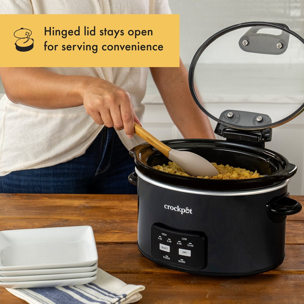 4.5-Quart Lift & Serve Hinged Lid Slow Cooker, One-Touch Control, Black