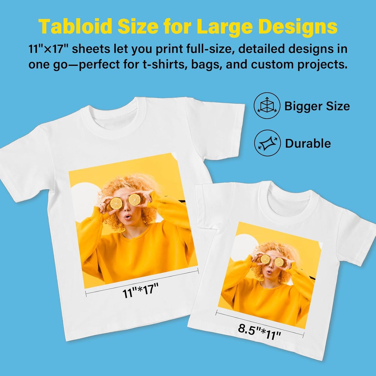 Printable Heat Transfer Paper for T-Shirts 10 Sheets, 11" X 17" Printable Heat Transfer Vinyl for Inkjet Printer, Iron on Transfer Paper for Light and Dark Fabric (Matte)