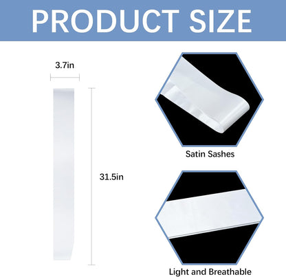 25Pcs White Sashes Blank Satin Sublimation Sash for Pageants to Decorate Plain 2026 Senior Graduation Birthday Sash for Women Homecoming