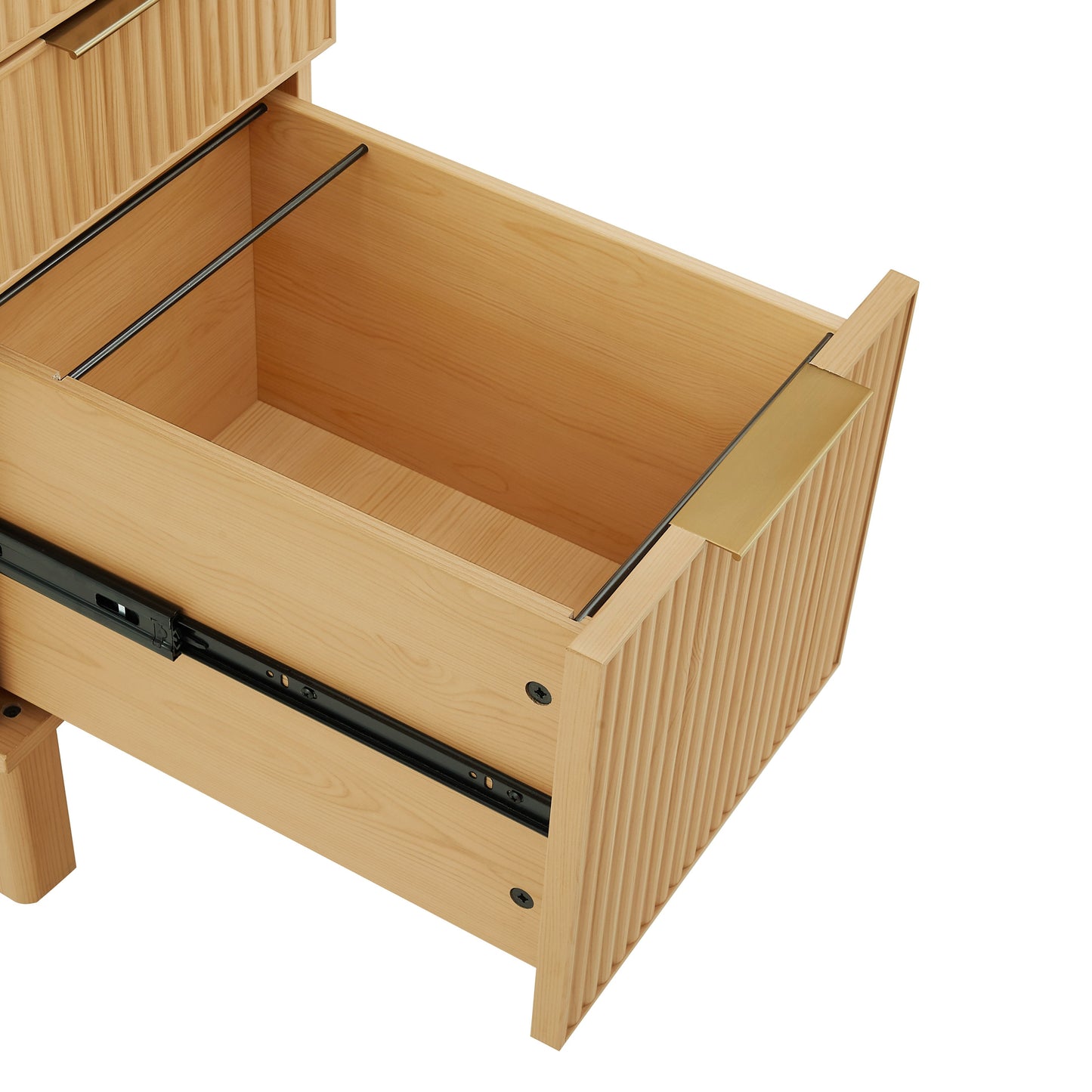 Lillian Fluted L-Shape Desk, Natural Pine Finish
