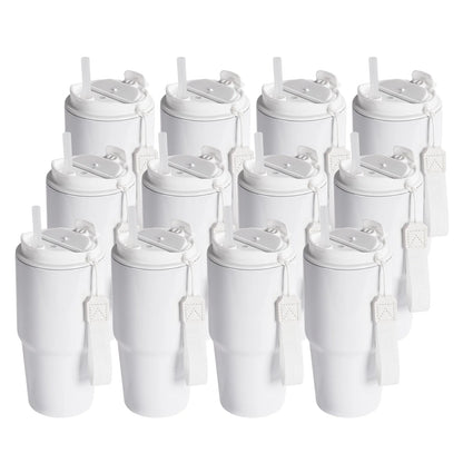 Wholesale Sublimation Tumblers 20 OZ White Blanks with Lid and Plastic Straw Portable String Stainless Steel Coffee Cups 6 Pack & 12 Pack & 24 Pack