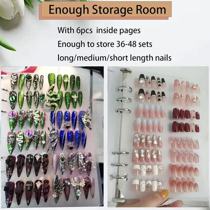Press on Nail Organizer 10 PCS Clear Empty Press on Nail Storage Press on Nail Packaging for Fake Nail Storage Nail Display Book Nail Salon Press on Nail Supplies Organizer with Nail Tape