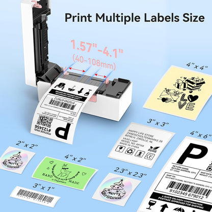 Bluetooth Thermal Label Printer, Wireless 4X6 Shipping Label Printer for Small Business & Shipping Packages, Support Iphone, Android, Windows, Macos, Work for Amazon, Ebay, Shopify, Etsy, USPS