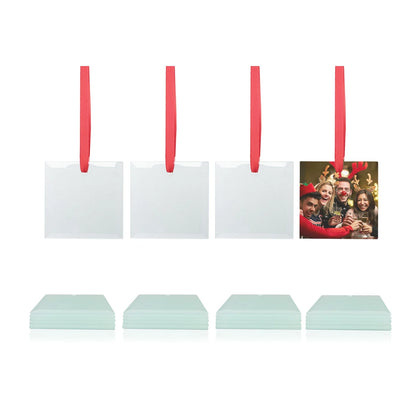 Sublimation Blanks Ornament Glass Frosted 3" Square 24 PCS