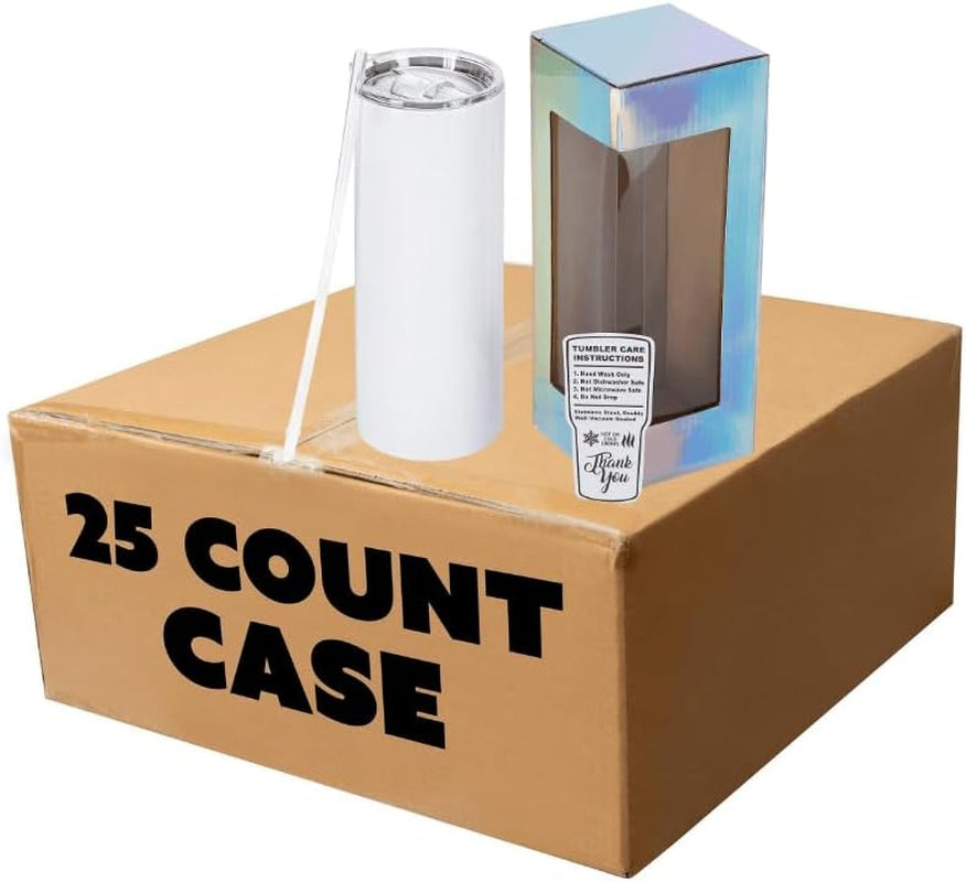 Makerflo 30 Oz Thick Sublimation Blank Tumbler Pack of 25 with Lid and Straw | Craft-Ready for DIY Gifts & Personalization (Sublimation, Epoxy, UV DTF, Vinyl, and Laser Engraving)