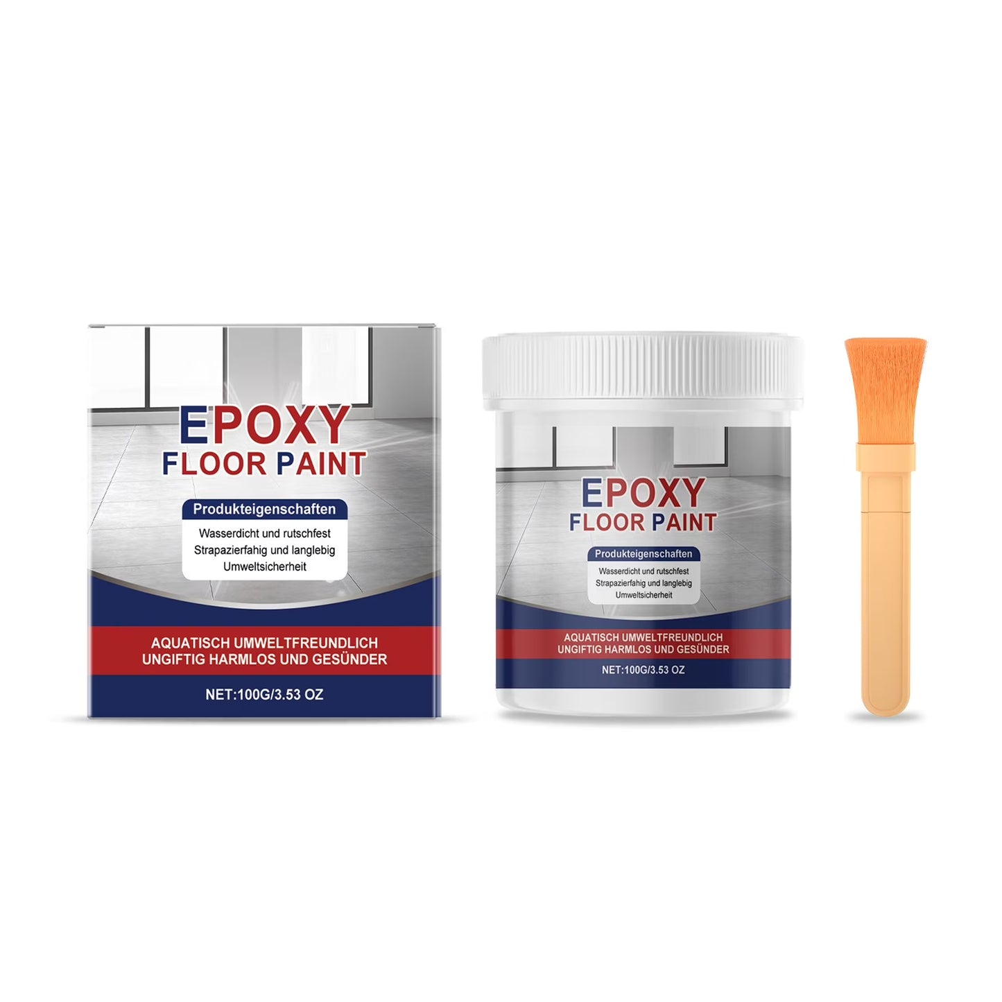Waterproof Epoxy Floor Coating, High-Gloss Ceramic Tile Effect Floor Paint, Water-Based Non-Slip Garage Floor Coating, Long-Lasting Wear-Resistant Epoxy Sealer for Concrete Basement Garage