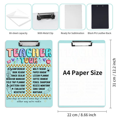 Sublimation Clipboards Blanks White PU Leather Front A4 8 Pack