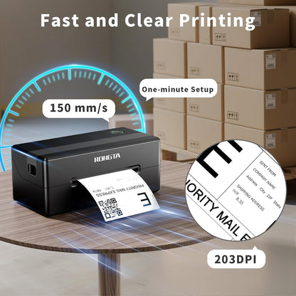 Rongta 4X6 Bluetooth Thermal Shipping Label Printer, Wireless Shipping Label Maker for Amazon FBA, Ebay, Shopify, Fedex | Compatible with Windows/Mac/Android/Ios (Black)