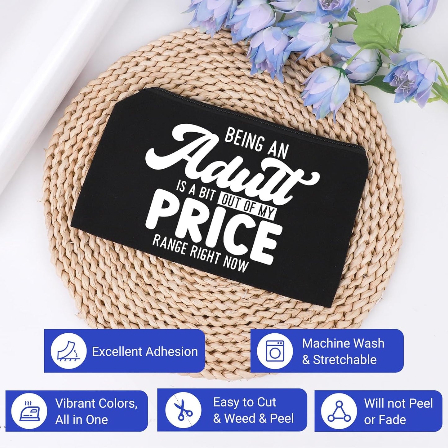 White HTV Iron on Vinyl Rolls - 12" X 30Ft HTV Heat Transfer Vinyl for T-Shirt White Iron on Vinyl Rolls for All Cutter Machine, Easy to Use